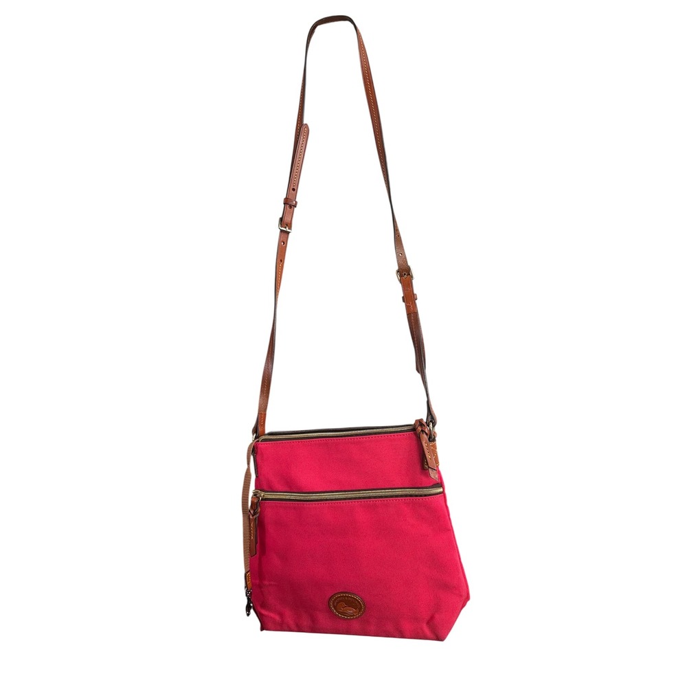 Dooney & Bourke fuschia Pink Nylon Leather Trim Crossbody Messenger Bag J8416851